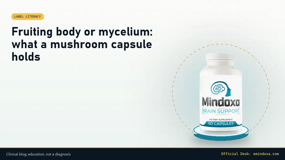 Mindoxa clinical blog cover: Fruiting body or mycelium: what a mushroom capsule holds